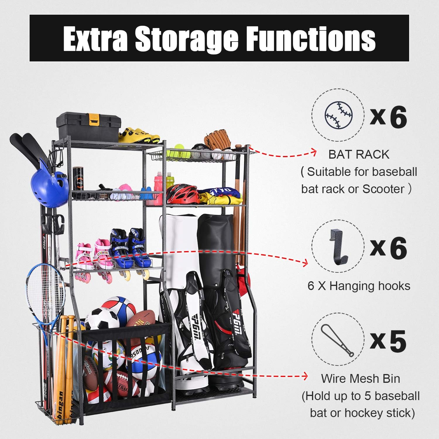 Garage Sports Equipment Storag - Golf Equipment Garage Organizer ulasan dan harga